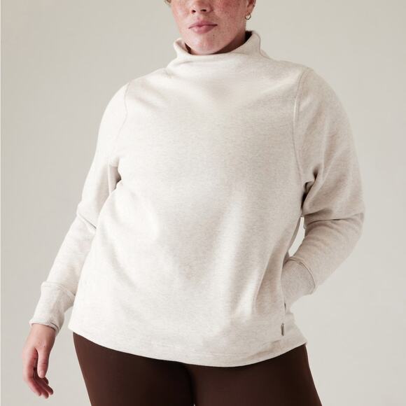 Athleta Cozy Karma Twist Neck Sweatshirt in Light Oatmeal Heather - Size 3X - Picture 1 of 7